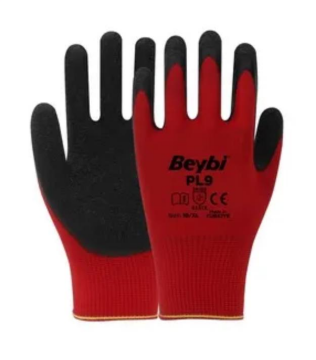 Beybi PL9 Poly Örme Kırmızı Siyah Eldiven No:10