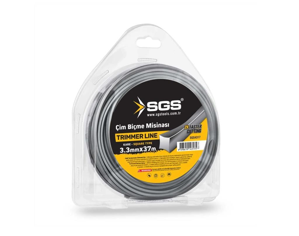 Sgs 4317 Tırpan Misinası 3.3mm 37mt Kare Gri
