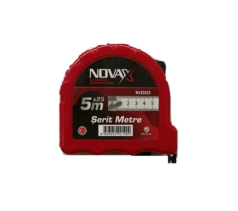 Novax Şerit Metre Kırmızı 5X25 Mm
