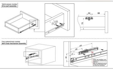 Samet 400MM Beyaz Bantlı Çekmece Rayı 1 Takım
