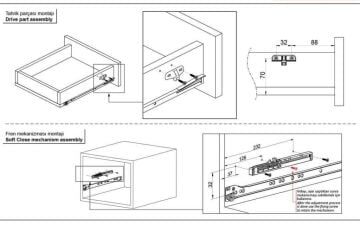 Samet 400MM Beyaz Bantlı Çekmece Rayı 1 Takım