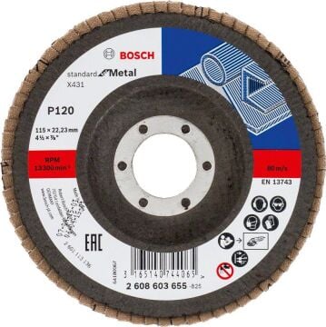 Bosch X431 Metal Flap Zımpara Diski 115mm 120 Kum