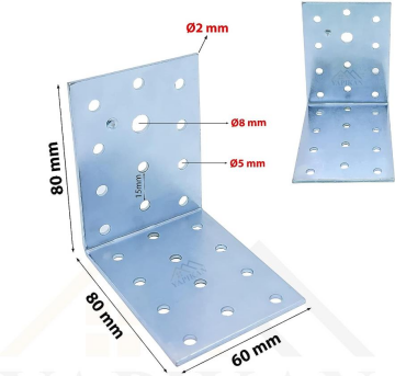 Metal Gönye Köşe Bağlantısı 60x80x80 2mm