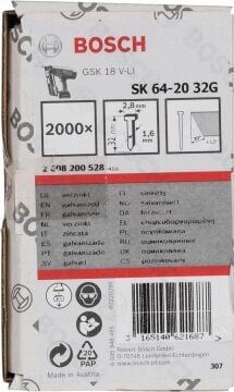 Bosch Başsız Çivi 32mm Galvenizli 2000 Adet