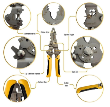 Sgs 2074 Çok Amaçlı Elektrikçi Pensesi 3-IN1 123mm