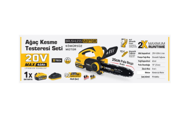 Sgs 5320 Akülü Ağaç Kesme Motoru 25cm 20V 1x4.0Ah