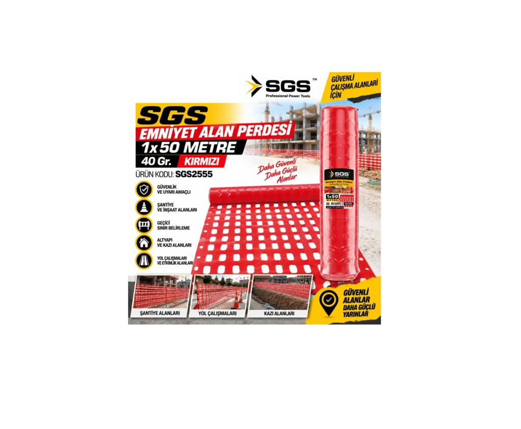 Sgs SGS2555 Emniyet Alan Perdesi Kırmızı 1x50mt