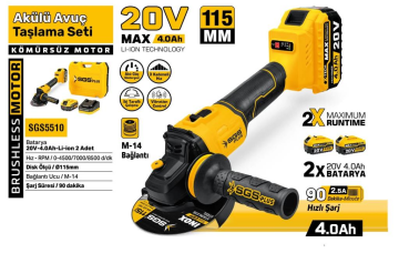 Sgs 5510 20V 2x4.0Ah Avuç Taşlama Makinesi