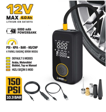 Sgs SGS5398 Şarjlı Hava Kompresörü 12V 6.0Ah