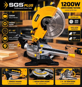 Sgs Sgs5585 Radyallı Gönye Kesme 1200w 305mm