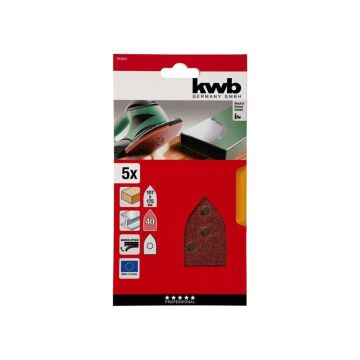 KWB Üçgen Zımpara Kağıdı 5Li 107x175 40 Kum 493404