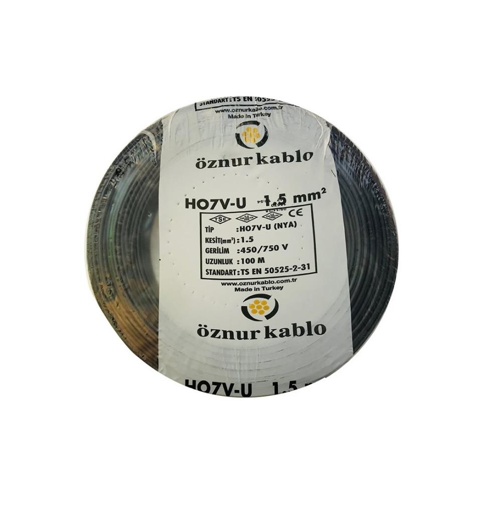 Öznur 1,5 Mm2 Nya Kablo Tek Damar Siyah 100mt