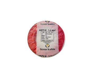 Öznur 1,5 Mm2 Nya Kablo Tek Damar Kırmızı 100mt