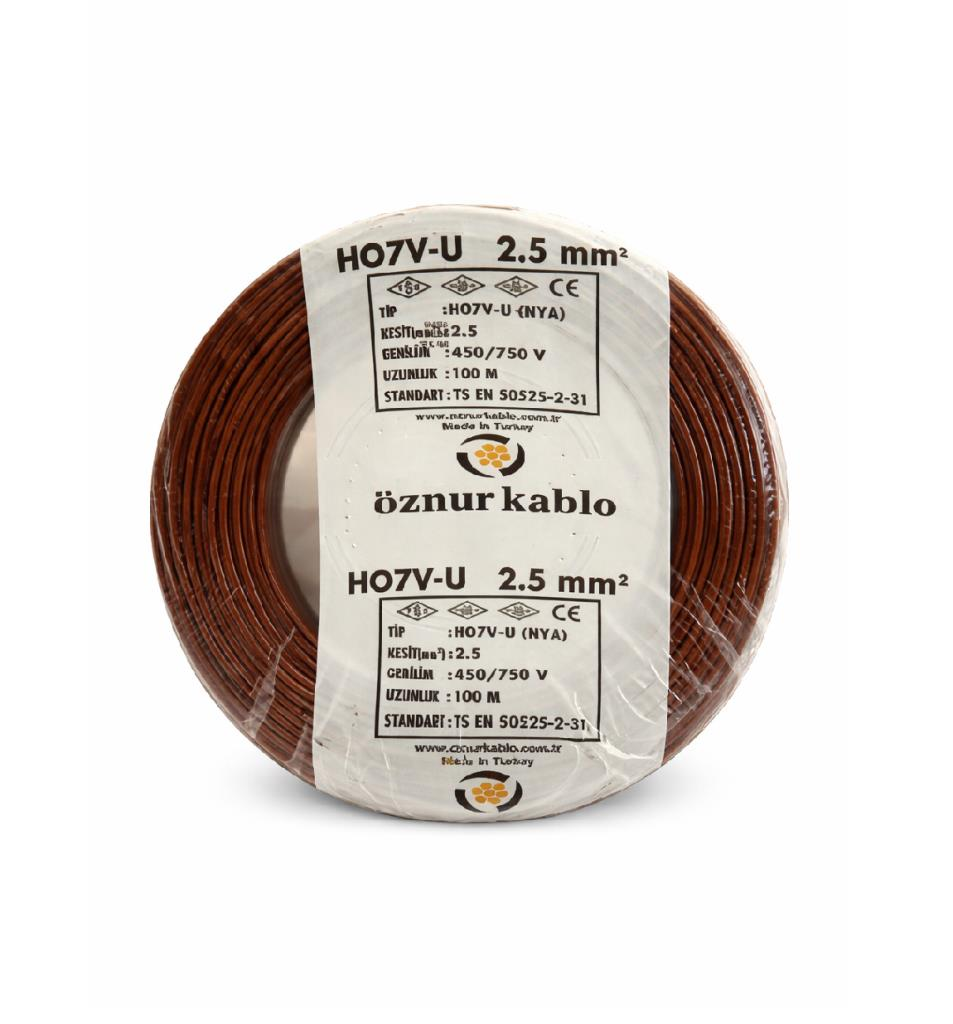 Öznur 2,5 Mm2 Nya Kablo Tek Damar Kahve 100mt