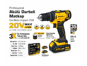 Sgs SGS5248 20V Çift Akülü 1.5 Ah Darbeli Matkap
