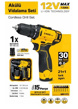 Sgs SGS5147 Tek Akülü 1.5 Ah 12v Vidalama Makinesi