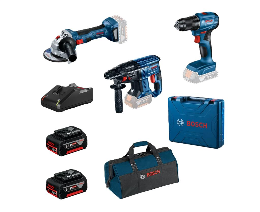 Bosch Gsr 185-Li+Gws 180-Li+Gbh 180-Li 2x4.0Ah Set