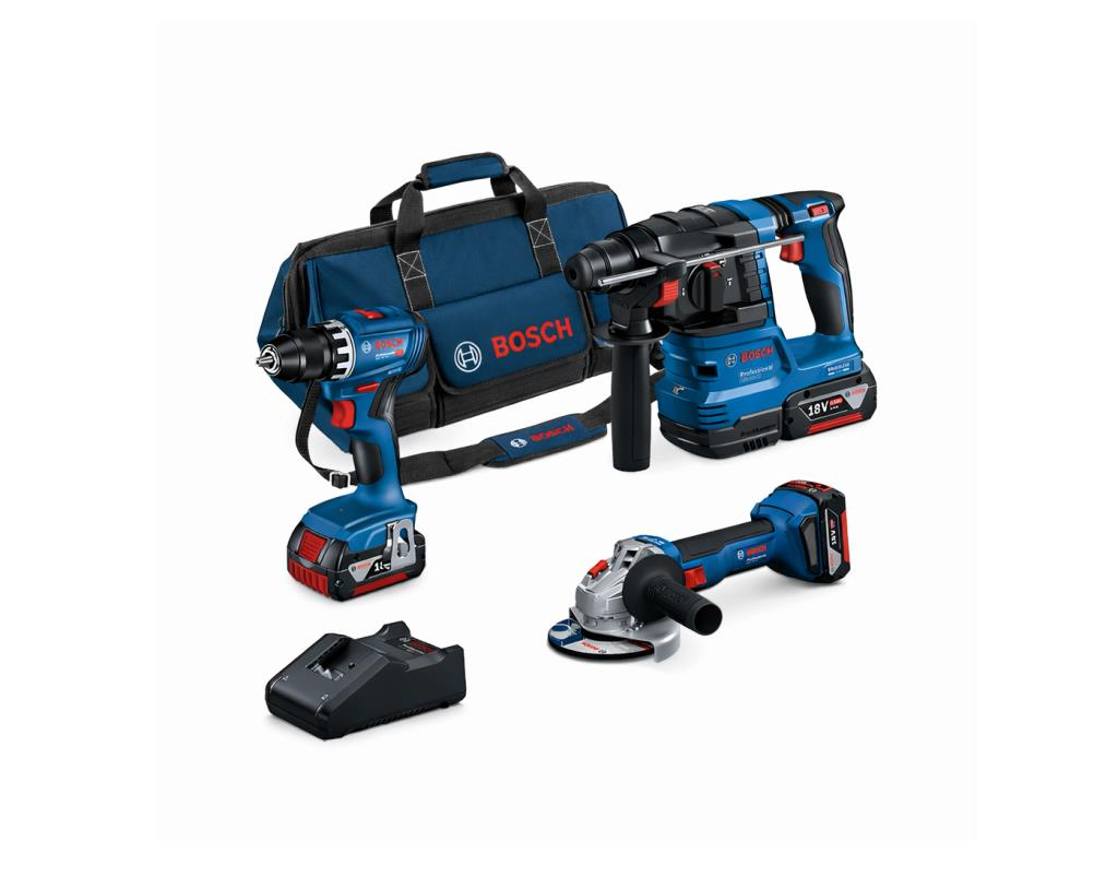 Bosch 3'lü Akülü Set GSR 18V-45+GWS 18V-8+GBH 18V-22 3x4 Ah 0615A5007L