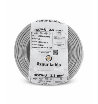 Öznur 2,5 Mm2 Nya Kablo Tek Damar Gri 100mt