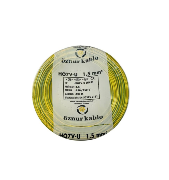 Öznur 1,5 Mm2 Nya Kablo Tek Damar Sarı Yeşil 100mt