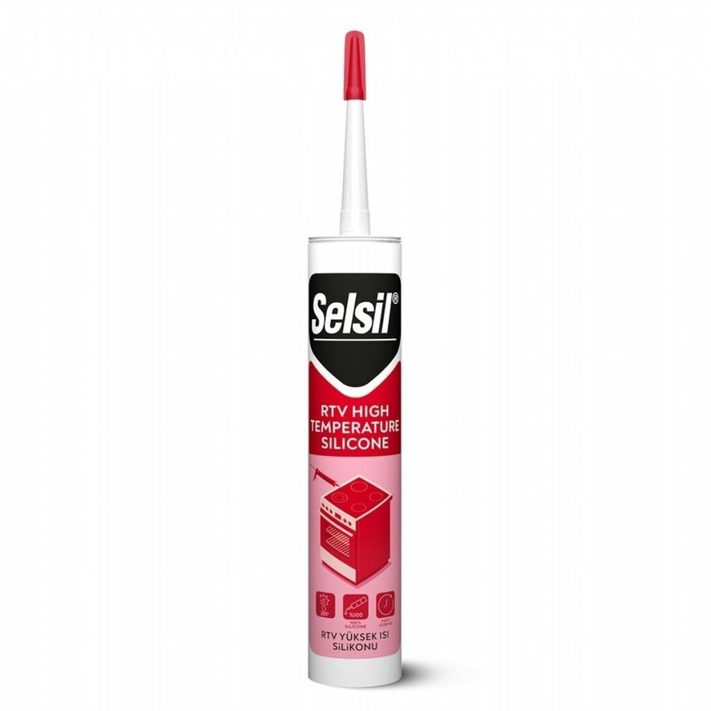 Selsil Rtv Yüksek Isı Silikonu Kırmızı 280 Ml